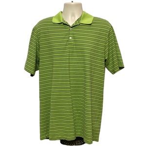 Dri-Fit UV Green Striped Outdoor Athletic Polo Shirt XL